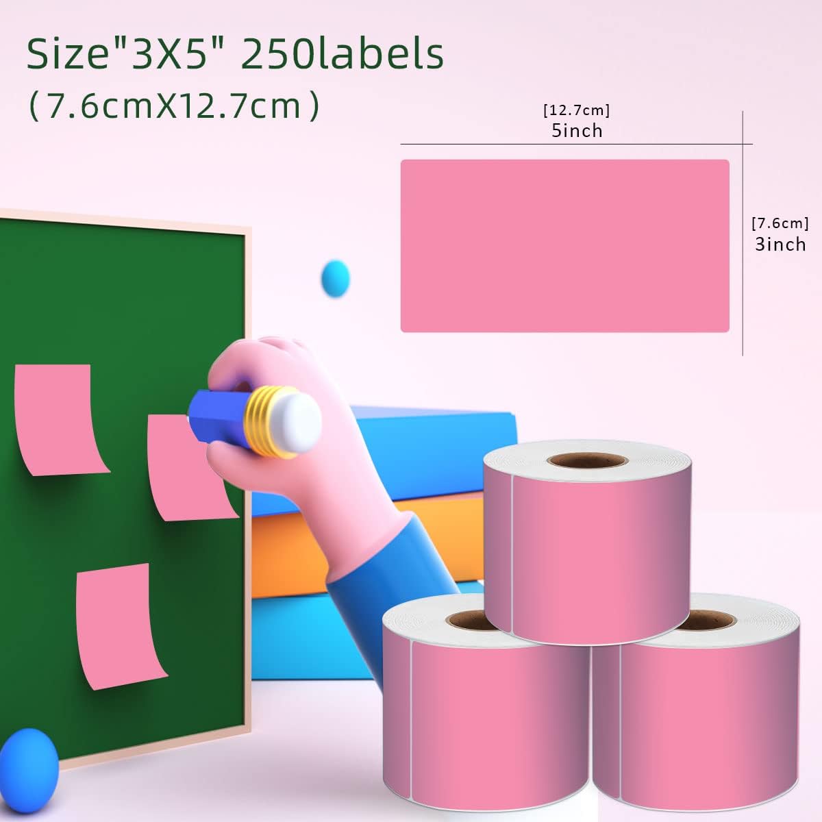 PARLAIM 3 X 5 Inch Rectangle Adhesive Color Coding Stickers,Square Inventory Stickers -250 Per Dispenser Box (Fluorescent Green)