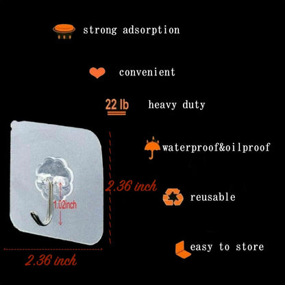 Heavy Duty Adhesive Hooks 33 lb(Max) 15KG,Waterproof and Oilproof Reusable Seamless Hooks Heavy Duty Wall Hook for Kitchen Bathroom Office 24 Pack