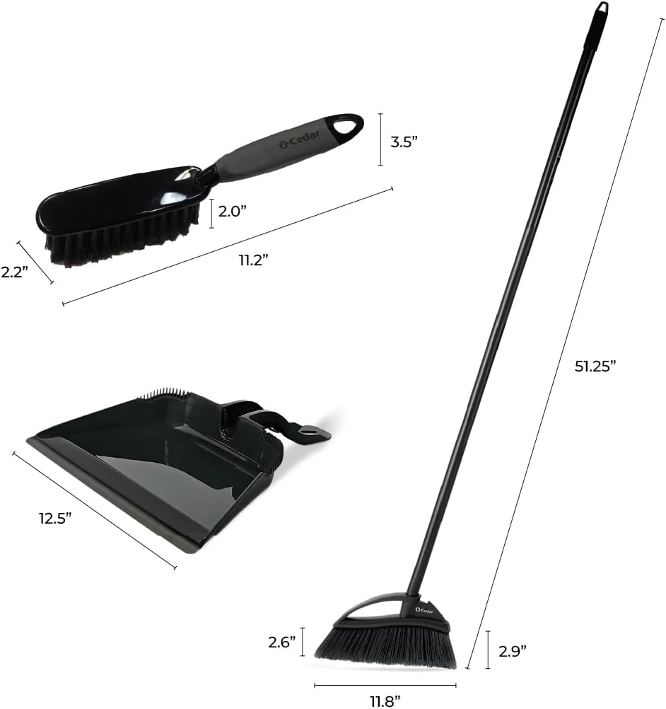O-Cedar Strong Sweep Broom and Dustpan Set with Detail Brush | Indoor Outdoor Heavy Duty Stiff Bristle Broom | Step-On Dust Pan