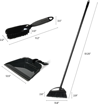O-Cedar Strong Sweep Broom and Dustpan Set with Detail Brush | Indoor Outdoor Heavy Duty Stiff Bristle Broom | Step-On Dust Pan