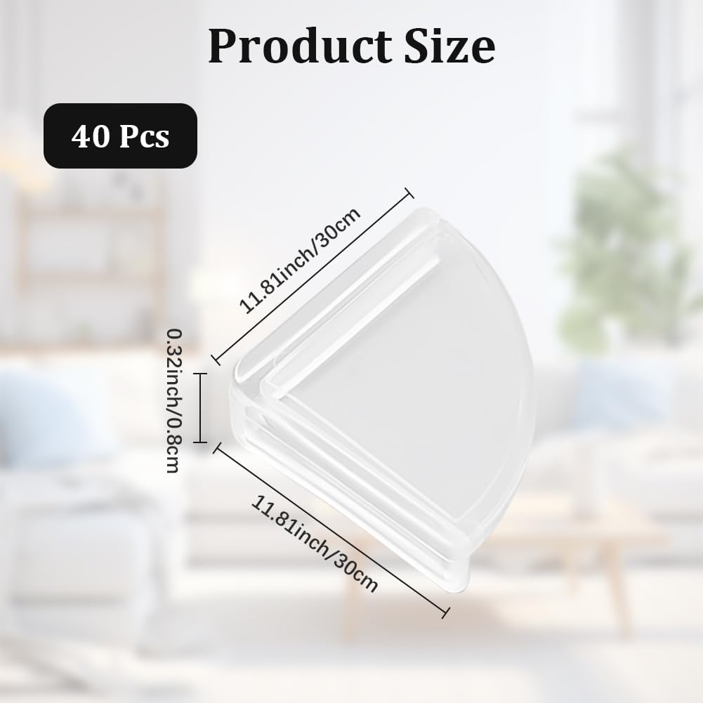 CREATCABIN 40Pcs Table Corner Protectors Edge Guards Corner Cushion Slim Clear securety Edge Bumpers Cushion Transparent Covers Protector Proof for Home Furniture Table Windows Cabinet 11.8 Inch