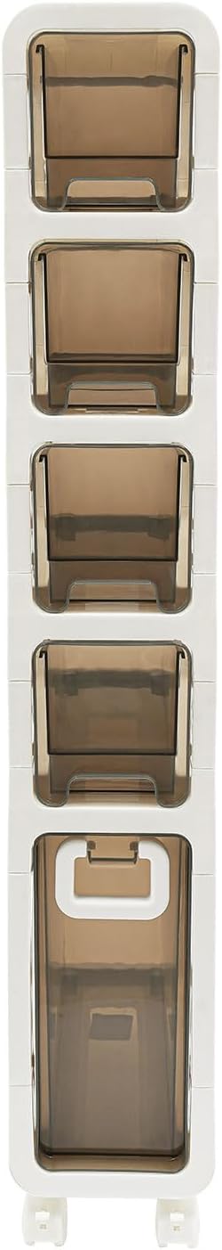 5-Tier Slim Bathroom Storage Cabinet,Narrow Floor Cabinets with Drawers and Wheels,Rolling Narrow Organizer for Small Spaces,Kitchen,Laundry,7.9”W