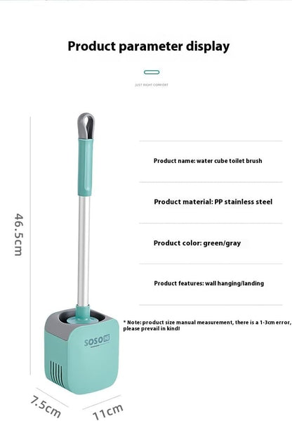 Toilet Brush, Silicone Toilet Bowl Brushes and Holder for Bathroom, Compact Flexible Toilet Cleaner Brush with Ventilated Drying Holder, Wall Mounted/Floor Standing Gray/Green–Long Non-Slip Handle