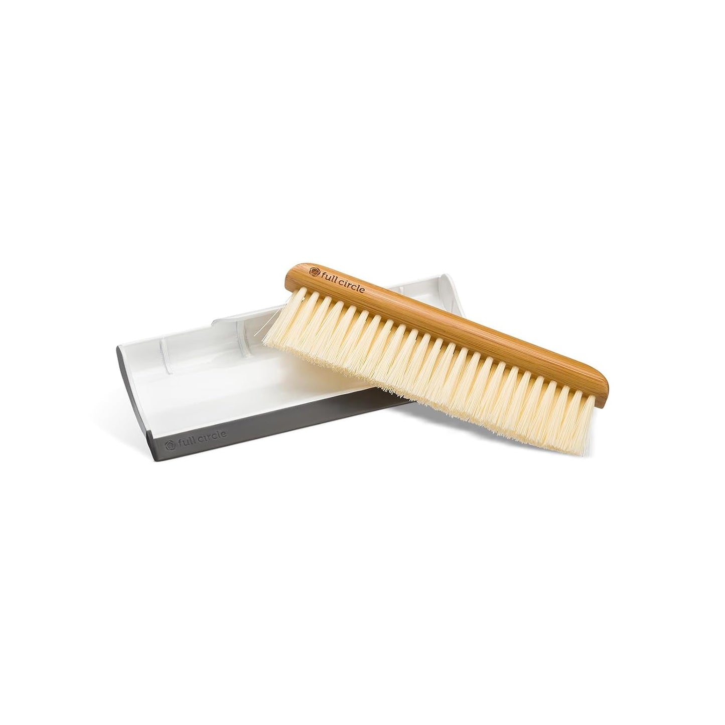 Full Circle Counter Clearer Sweep & Squeegee Tool, Countertop Sweep and Squeegee, Mini Portable Brush, Compact Storage, Sustainable Bamboo Handle