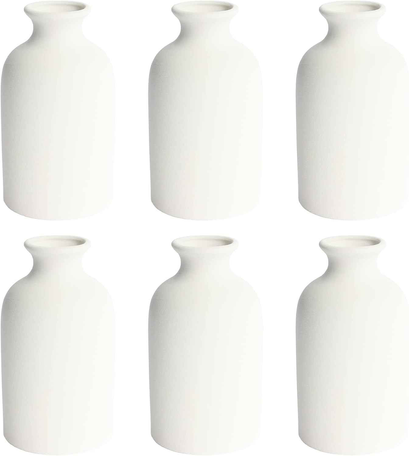 YANLING 6 Pack White Vase Small Ceramic Vases for Decor, Bud Vases | for Centerpieces White Vases for Flowers Boho Home Decor, Pampas Grass Dried Flowers Vases