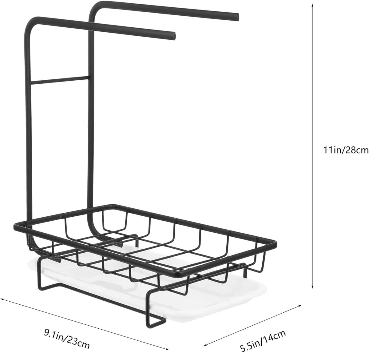 Wall-Mounted and Desktop Kitchen Sponge Draining Rack Black Dishcloth Holder Sink Shelf Home Essentials Storage Organizer for Kitchen Cleaning