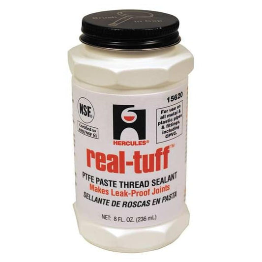 Hercules 15620 Real-Tuff Heavy Duty PTFE Pipe Thread Sealant, White, 8 oz.