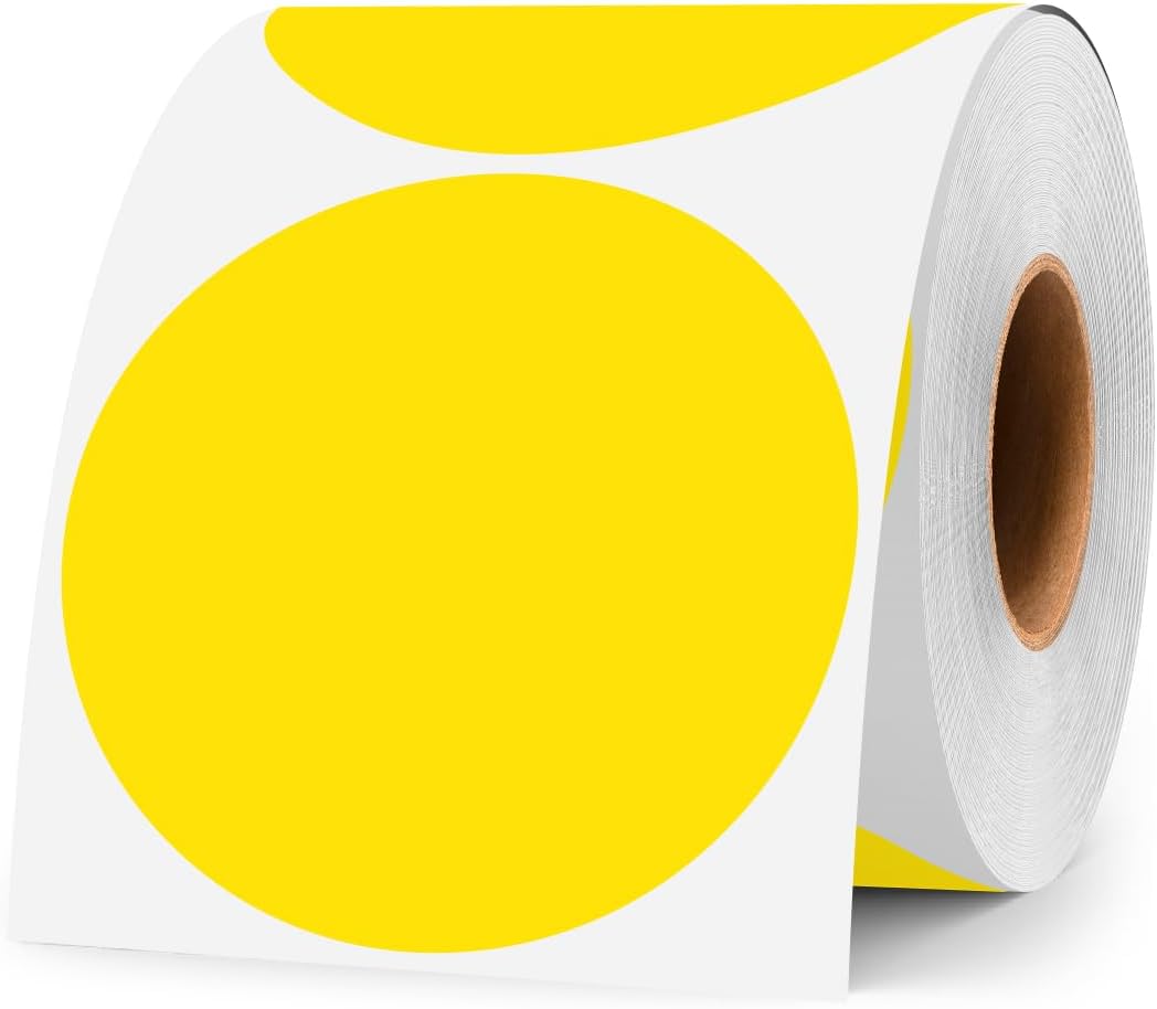 3 Inch White Color Code Dot Stickers,500 PCS Round Labels Stickers in Dispenser Box for Organization, Inventory,Classroom