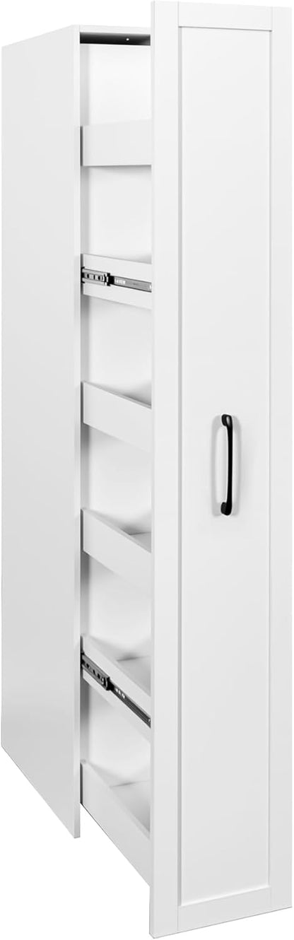 LUMISOL Slim Wood Spice Rack Next to Fridge, 6-Layer Kitchen Cart with Shelf, Narrow Storage Cabinet with Handle & Wheels, Pantry Shelf for Kitchen Small Space, Black
