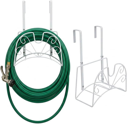 Garden Hose Holder, Sturdy Hose Storage Organizer Reel Rack for Outside Garden Lawn Yard Farm -Wall Mount Or Hanger (White)