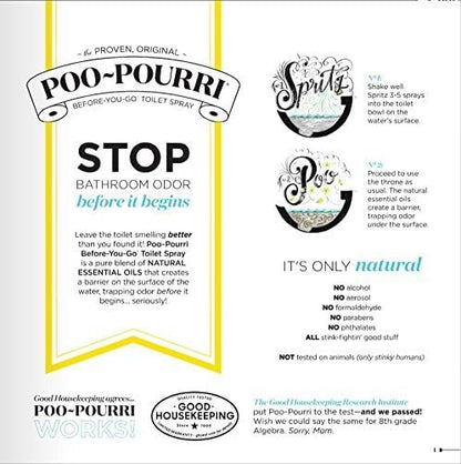Poo-Pourri Before-You-Go Toilet Spray, Bamboo Rain, 2 Fl Oz, Up to 100 Uses, Bathroom Odor Deodorizer with Essential Oils for Home or Work, Travel Essentials, TSA Approved Size, Bamboo & Fresh Grass
