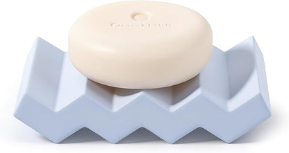 Self Draining Bar Soap Holder Diatomite Soap Dish Fast Drying Soap Saver Small Sponge Caddy for Shower, Bathroom, Kitchen Sink, Kitchen, Blue