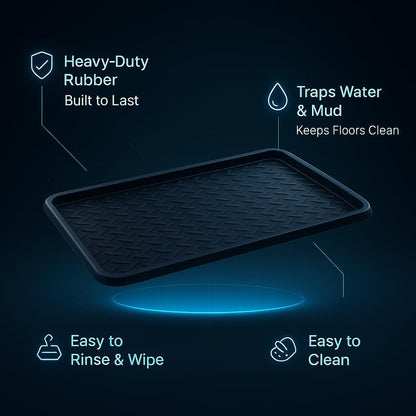 Rubber Boot Tray Scraper Mat – 13/16″ Thick, 32″ × 16″ Heavy-Duty Floor Protection Mat for Shoes, Indoor Outdoor Use