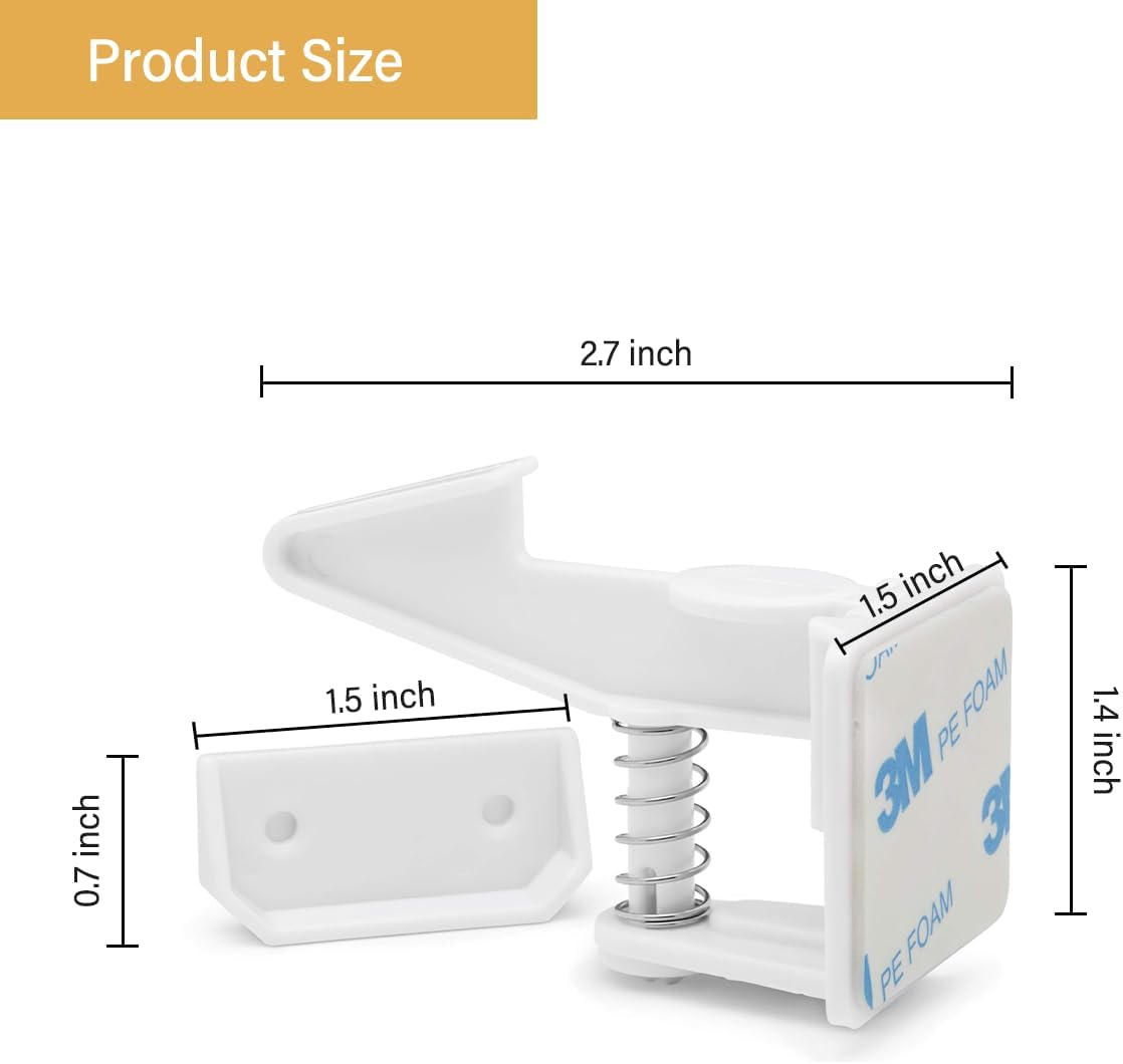 10 Pack Cabinet Locks Child Safety, NO Drilling 3M Adhesive Baby Proof Drawer Lock Child proofing cabinets latches for Kids Latch for Drawers & Door Child Safety Locks