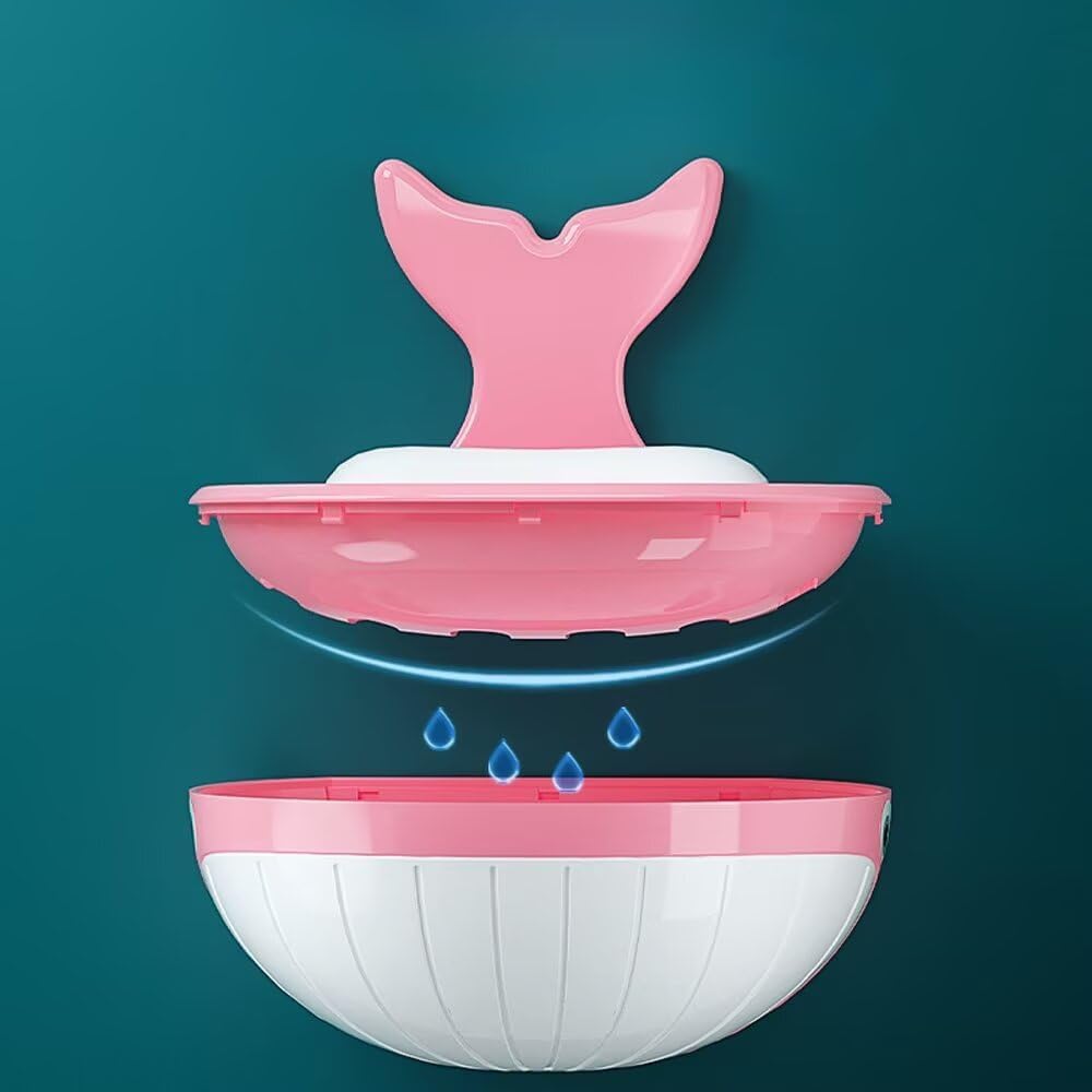Soap Dish Holder for Shower Bar Double Layer Cute Lotus Shape Adhesive Tray Sink Wall Mounted Shampoo NO-Drilling Self Draining Hanging Saver Rack Plastic Bathroom Bathtub Kitchen，Pink