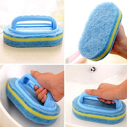 Tile Tub Scrubber Brush with 5 Different Function Cleaning Heads and 51" Extendable Long Handle Non Scratch Shower Scrubber for Cleaning Bathroom Kitchen Toilet Wall Bathtub