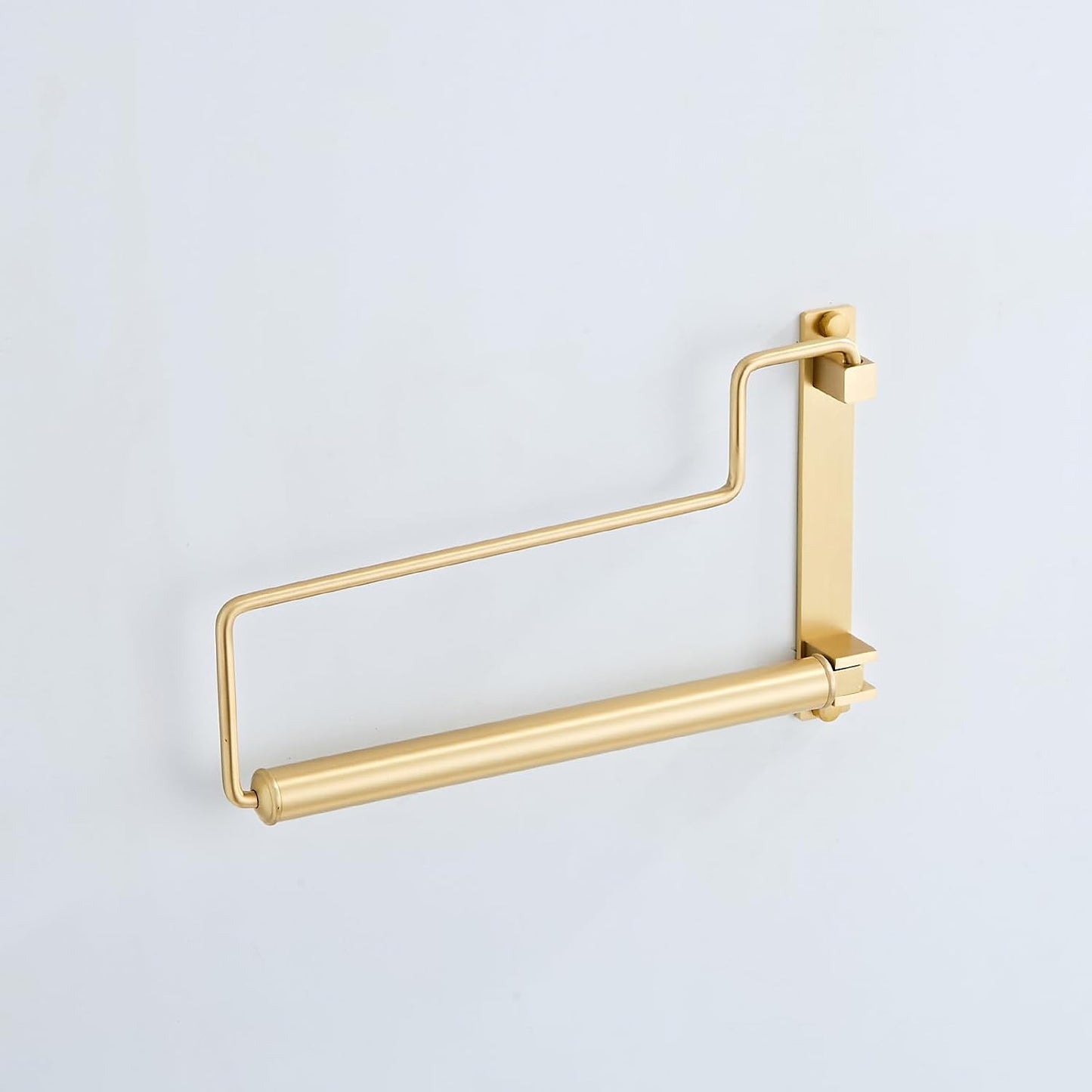 NEWRAIN Folding Wall Mounted Clothes Hanger Rack Clothes Hook Solid Brass with Swing Arm Holder Clothing Hanging System Closet Storage Organizer Heavy Duty Drying Rack Wall Mount,Brushed Gold