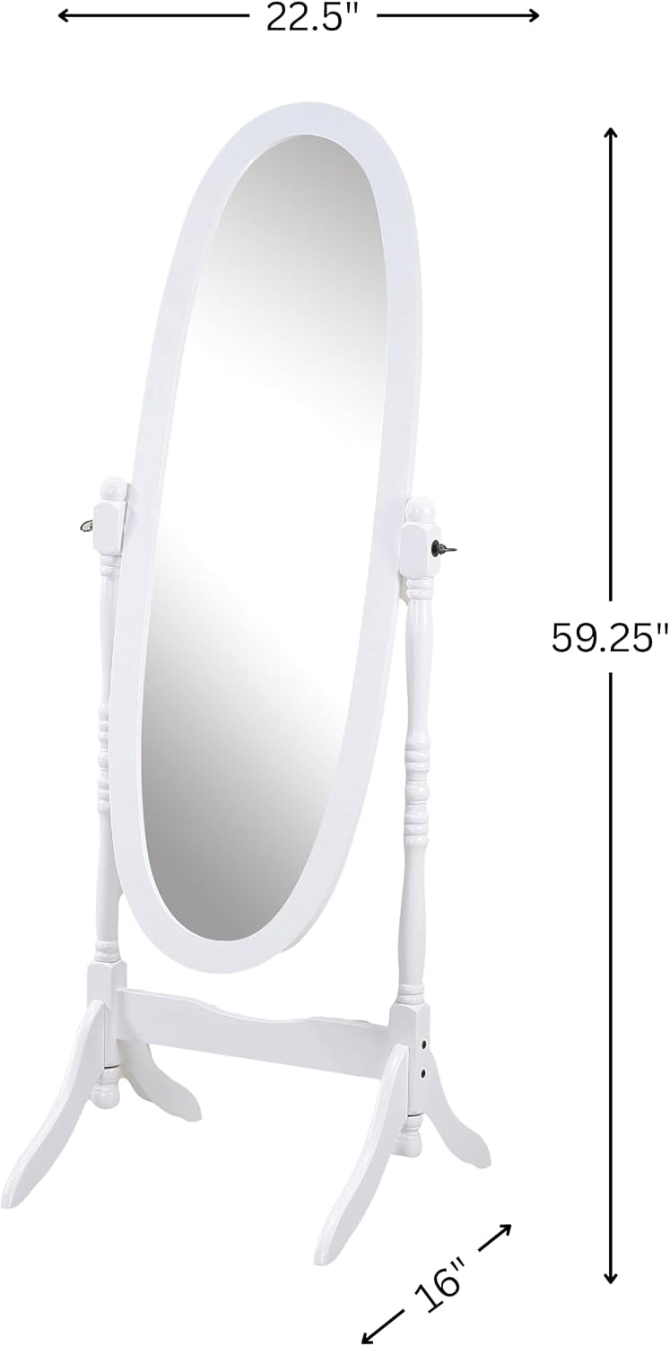 Roundhill Furniture Traditional Queen Anna Style Wood Floor Cheval Mirror, Cherry Finish