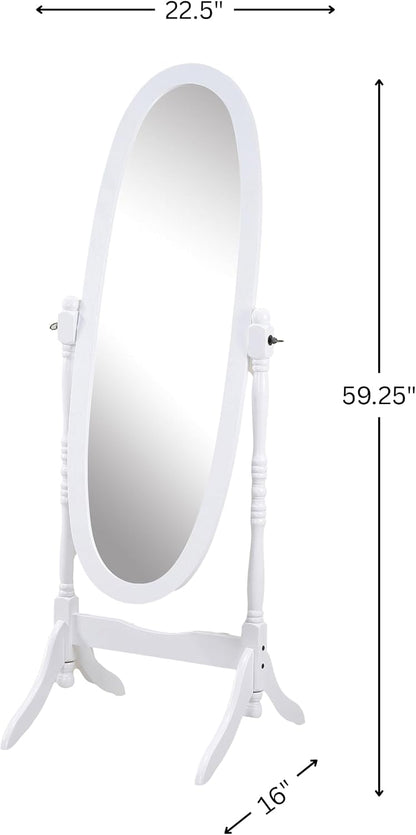 Roundhill Furniture Traditional Queen Anna Style Wood Floor Cheval Mirror, Cherry Finish