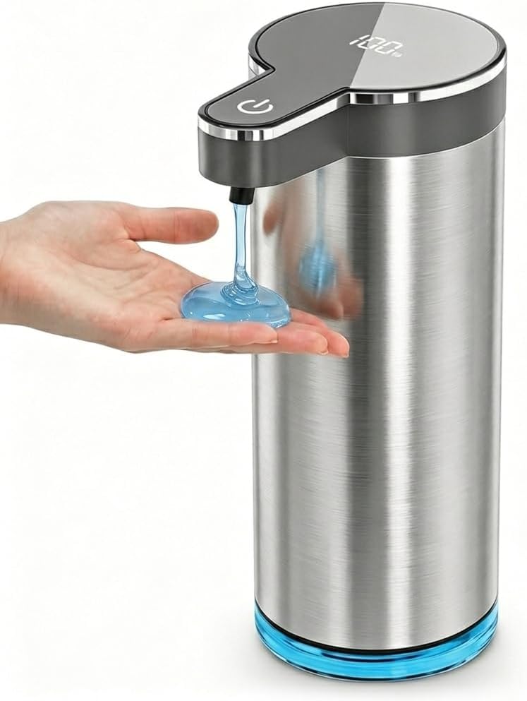 Automatic Foaming Soap Dispenser,Touchless Foam Soap Dispenser,12oz Rechargeabled Wall Mounted Smart for Bathroom and Kitchen Dish Soap,Easy for Toddlers（Brushed Silver）