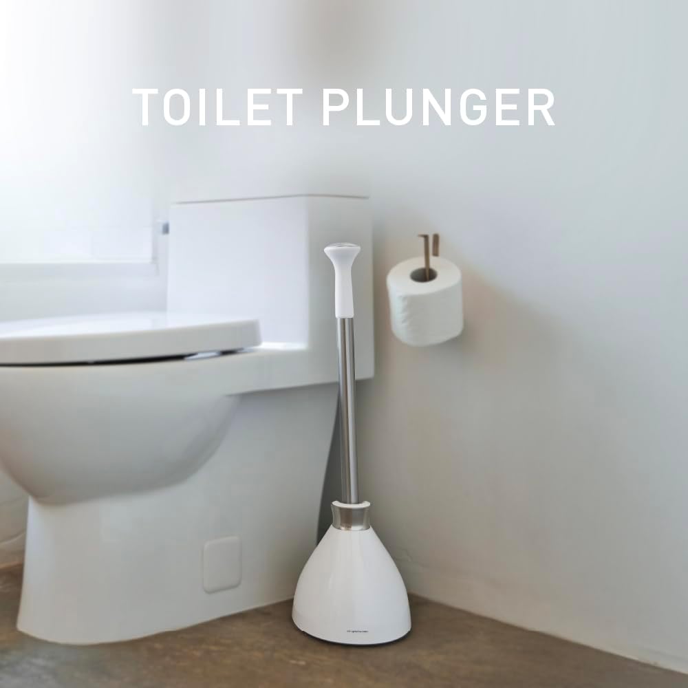 simplehuman Toilet Brush with Caddy, Stainless Steel, White