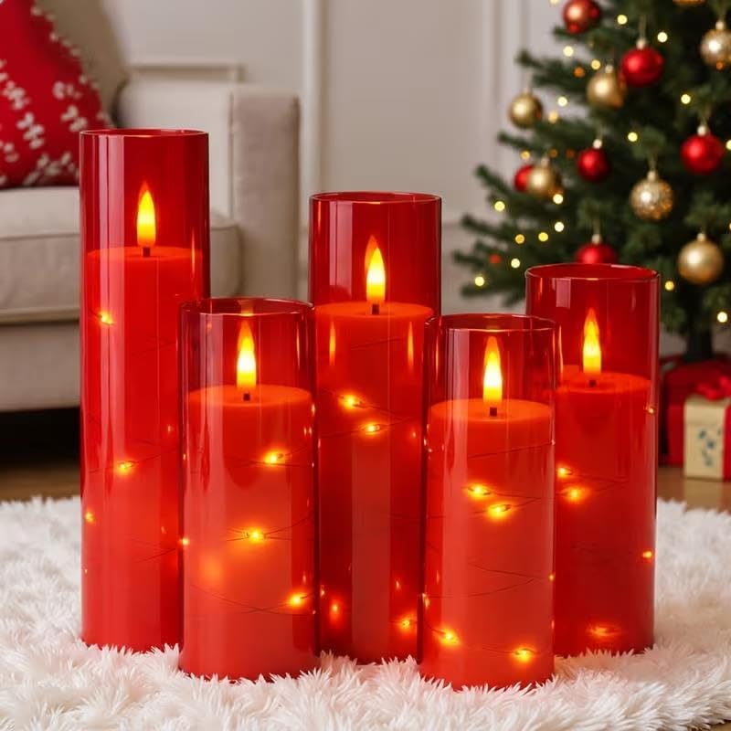 Set of 24 Slim Outdoor LED Candles, Battery Operated Flickering Fake Candles with 10-Key Timers for Patio & Porch Decor, 2.2 Inch Diameter Waterproof Resin Pillars for Large Events & Sconces (White)