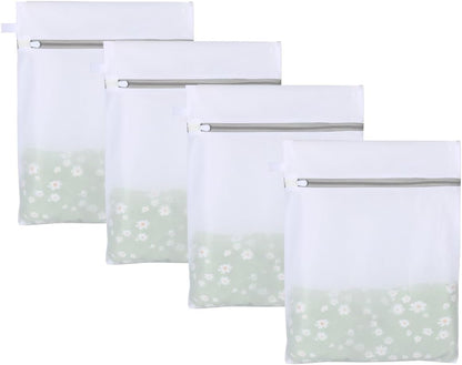 Mesh Laundry Bags, Mesh Wash Bags, Durable Mesh Structure with Strong Zipper, Suitable for Underwear, Delicate Clothes, Pants, Shoes, Socks Washing (Small Fine Mesh, XS 10 * 12in*4pcs)