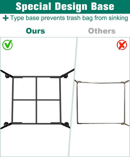 Outdoor Trash Bag Holder Stand - Heavy Duty Metal Garden Garbage Bag Support Frame for 30-45 Gallon Capacity, Multi-Use Portable Yard Leaf Bag Stand for Leaves, Weeding, Lawn Party, Green