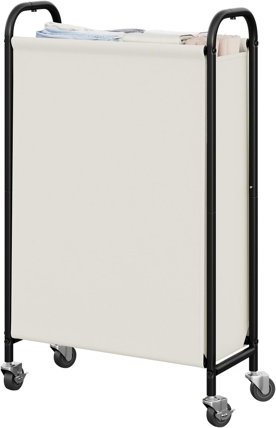 GRANNY SAYS 2 Section 130L Laundry Sorter, Large Laundry Hamper Basket with Wheels and Handles, Durable and Sturdy Rolling Cart for Laundry Room, Hotel, Bedroom, Beige