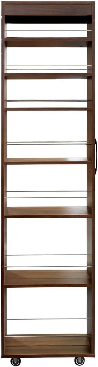 7 Tier Slim Rolling Storage Cart - Kitchen & Pantry Organizer, Narrow Storage Cabinet with Handle & Wheels, Spice Pull-Out Rack Next to Fridge Storage Shelf (White A-7 Tier Shelf Unit)
