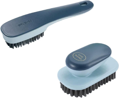 Laundry Brush, Shoe Brush, Used for Cleaning Stains, Floor Tiles, Kitchen, Carpet, Household Cleaning,Easy to Hold Set of，Soft Bristle Scrub，Sneaker，2 Pieces(Blue)