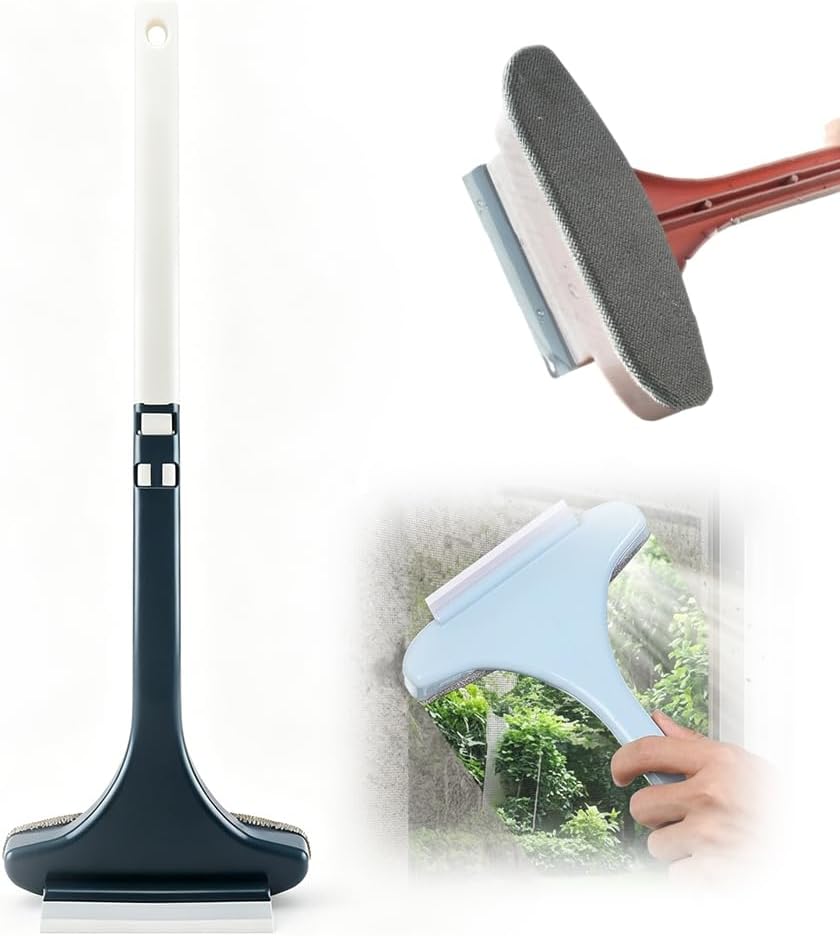 2 in 1 Window Screen Cleaner Brush Tool with Squeegee - Mesh Cleaner Brush,Multi-Purpose Detachable Cleaning Brush for Patio, Door, Mesh Screen (Bule)