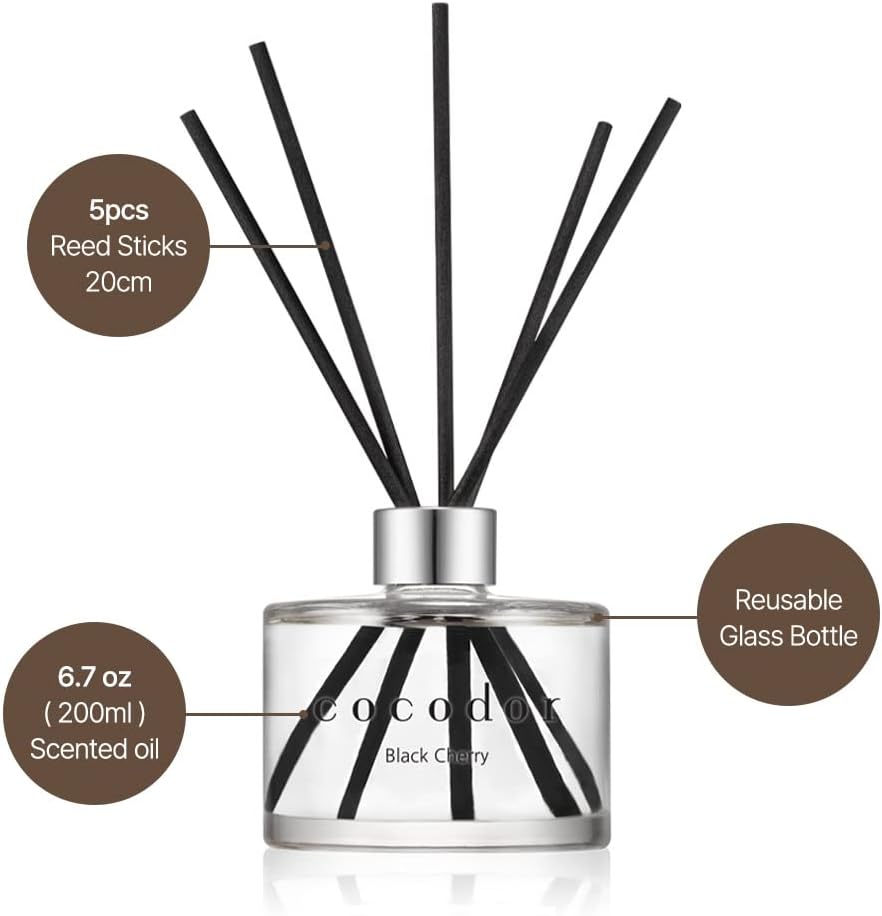 COCODOR Signature Reed Diffuser/Woody Hotel / 6.7oz(200ml) / 2 Pack/Reed Diffuser, Reed Diffuser Set, Oil Diffuser & Reed Diffuser Sticks, Home Decor & Office Decor, Fragrance and Gifts, Mother's Day