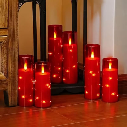 Set of 24 Slim Outdoor LED Candles, Battery Operated Flickering Fake Candles with 10-Key Timers for Patio & Porch Decor, 2.2 Inch Diameter Waterproof Resin Pillars for Large Events & Sconces (White)