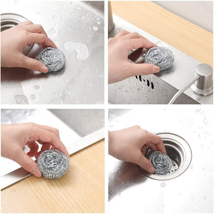 8pcs Stainless Steel Scrubber for Dishwashing Pots Pans Heavy Duty Cleaning Tool Non-Scratch Steel Wire Ball