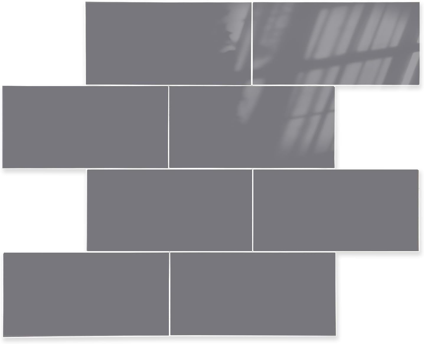 10- Sheet Polished White Peel and Stick Backsplash, 12’’Luxury PVC Ceramic Look Self Stick Subway Tiles, Waterproof Peel and Stick Wall Tiles for Kitchen and Bathrrom