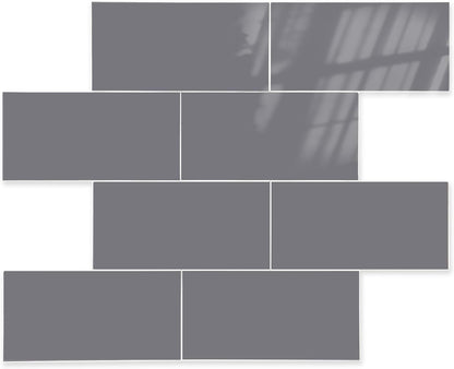10- Sheet Polished White Peel and Stick Backsplash, 12’’Luxury PVC Ceramic Look Self Stick Subway Tiles, Waterproof Peel and Stick Wall Tiles for Kitchen and Bathrrom
