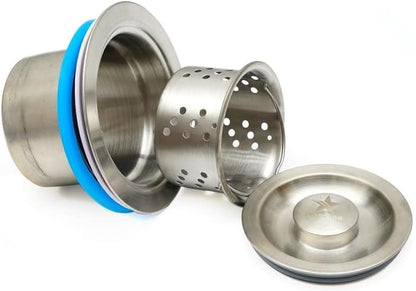 STARSTAR 3-1/2in Stainless Steel Sink Drain Kit with Removable Deep Basket and Sealing Lid