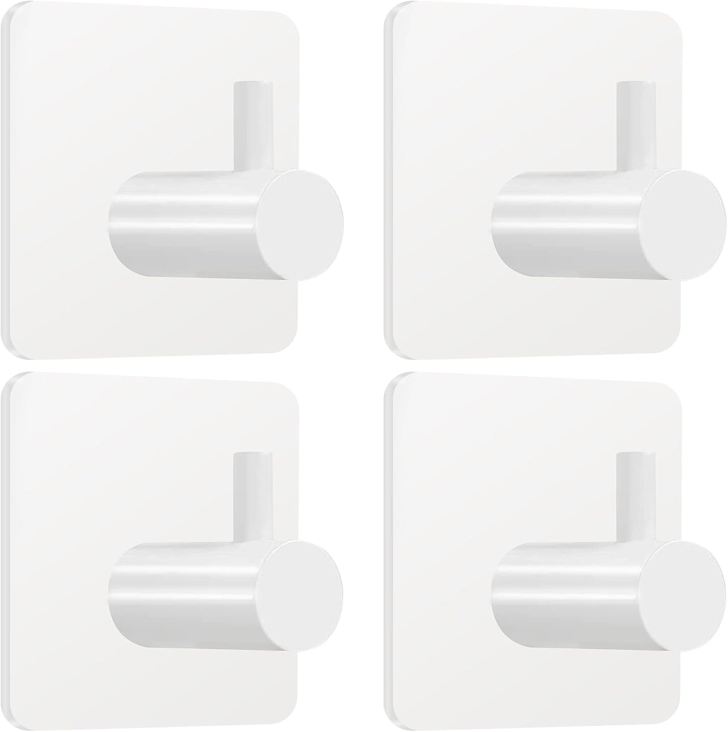 Fotosnow Adhesive Towel Hooks 15lbs Heavy Duty Wall Hooks Waterproof Stainless Steel Hanger for Hanging Coat, Hat, Towel Robe Hook Rack Wall Mount- Bathroom and Bedroom 4-Packs