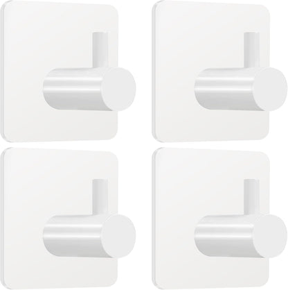 Fotosnow Adhesive Towel Hooks 15lbs Heavy Duty Wall Hooks Waterproof Stainless Steel Hanger for Hanging Coat, Hat, Towel Robe Hook Rack Wall Mount- Bathroom and Bedroom 4-Packs
