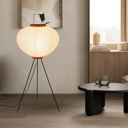 Japanese Rice Paper Floor Lamp，Noguchi Style Paper Floor Lantern Lamps,Akari Japandi Light for Wabi Sabi Decor，47.2“ Handmade Rice Paper Standing Lamps for Living Room,Bedroom, Office