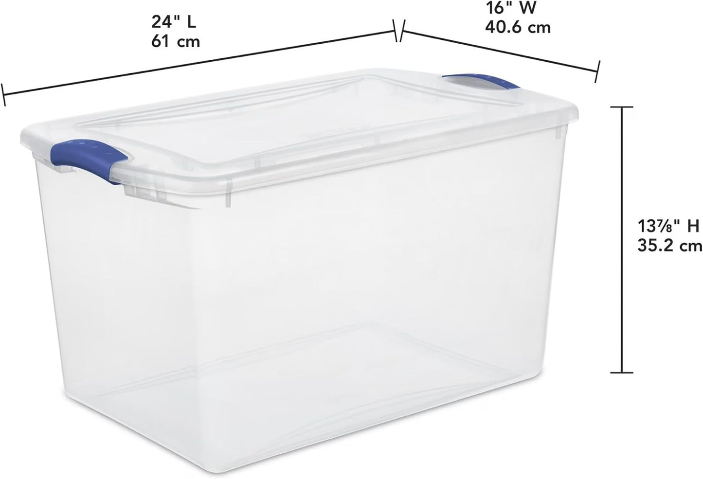 41 Quart Under Bed Storage Bins with Snap-On Lids, 2-Pack, Clear Plastic Stackable Tote Boxes, Closet Storage for Clothes Storage & Bedroom Organization