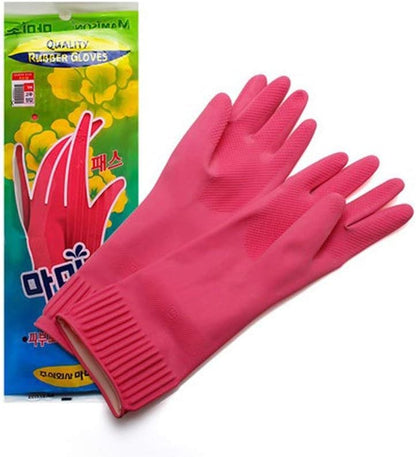 Mamison Quality Kitchen Rubber Gloves New Band Series (1 Pairs, Large). Cleaning Non-Slip Reusable Rubber Gloves. Home and Kitchen Washing, Made in Korea