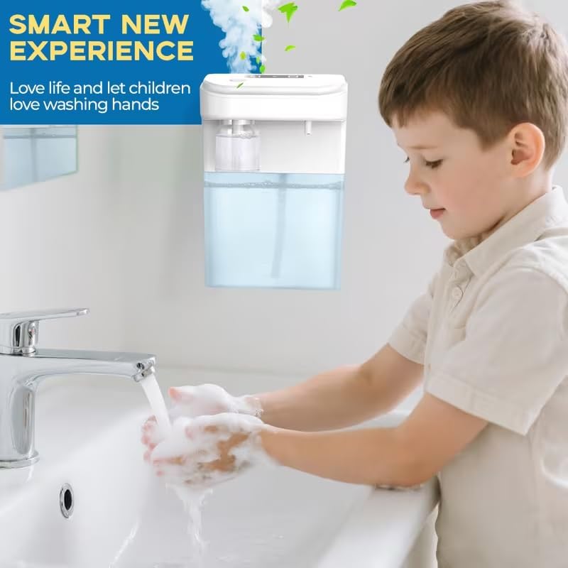 Automatic Soap Dispenser Touchless,Rechargeable Foaming Soap Dispenser,15oz/420ml Smart Hand Soap Dispensers,4-Level Adjustable,Wall Mount for Bathroom Kitchen Dish Soap