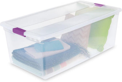 Sterilite 8-Pack 60 Quart ClearView Latch Box, Wheeled Underbed Organizer Bins with Latching Lids - Clear Plastic Organization Containers for Closet, Bedroom, Shelving Units and Everyday Home Storage