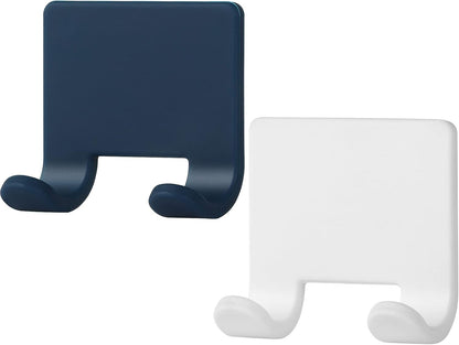 VANZAVANZU Razor Shaver Holder for Shower Wall Adhesive Hooks for Hanging, Bathroom Silicone Waterproof Shower Hooks Hair Brush Holder for Towel (2 Pack-White)