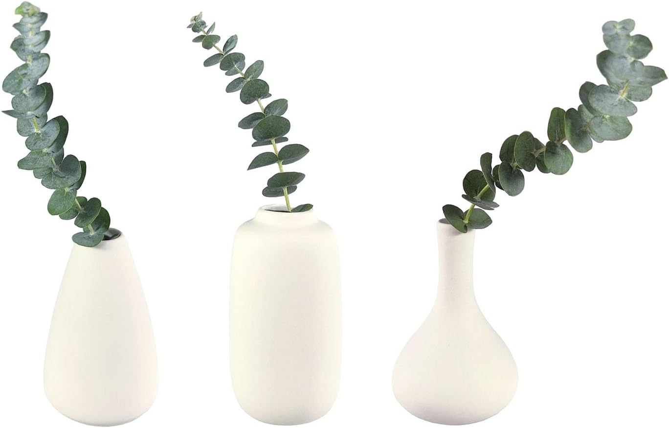 Daittin Small Ceramic Vase Set, Mini Flower Vases for Home Decor, Aesthetic Table Centerpieces for Living Room Bedroom Bathroom Shelf (Style-5)