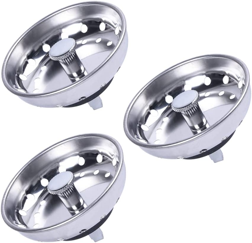 Kitchen Drop-in Post Basket Strainer Replacement for US Standard Drains (3-1/2"), Premium 304 Stainless Steel Body W/Rubber Stopper 1 Pack