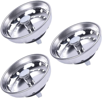 Kitchen Drop-in Post Basket Strainer Replacement for US Standard Drains (3-1/2"), Premium 304 Stainless Steel Body W/Rubber Stopper 1 Pack