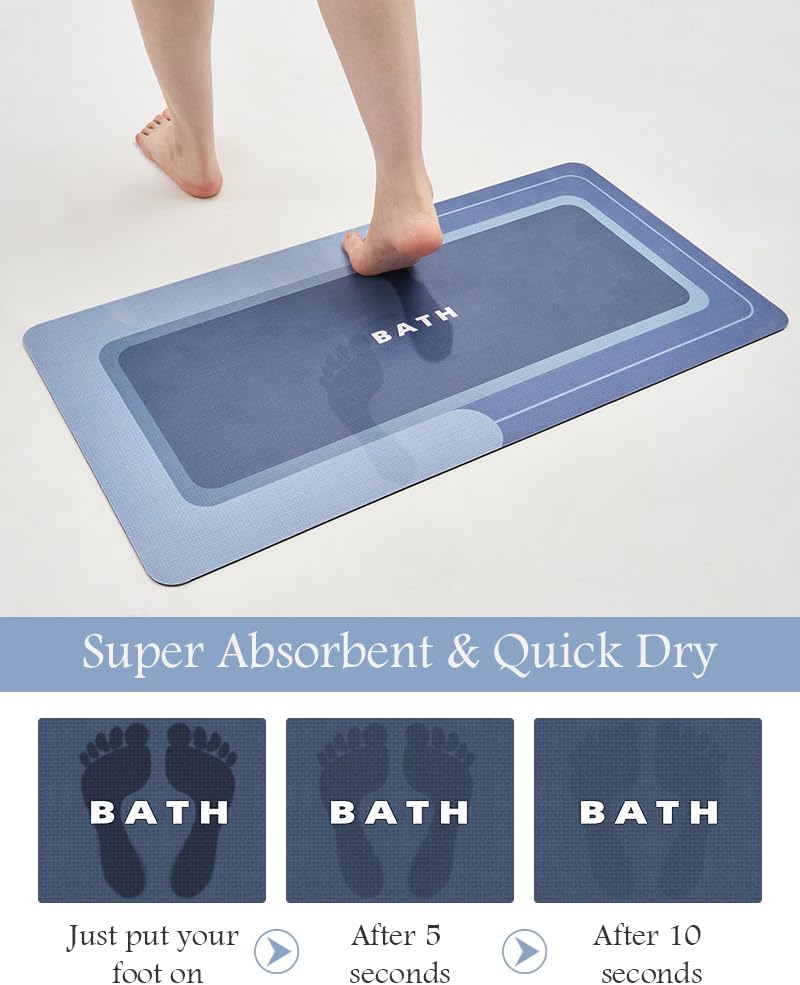 MontVoo-Bath Mat-Bathroom Mat Rug Non Slip Super Absorbent Stain Resistant Quick Dry Thin Bath Rug-Bath Mats for Bathroom Floor Bathtub Vanity-Bathmat Bath Rug Easy Care-17"x27" Grey